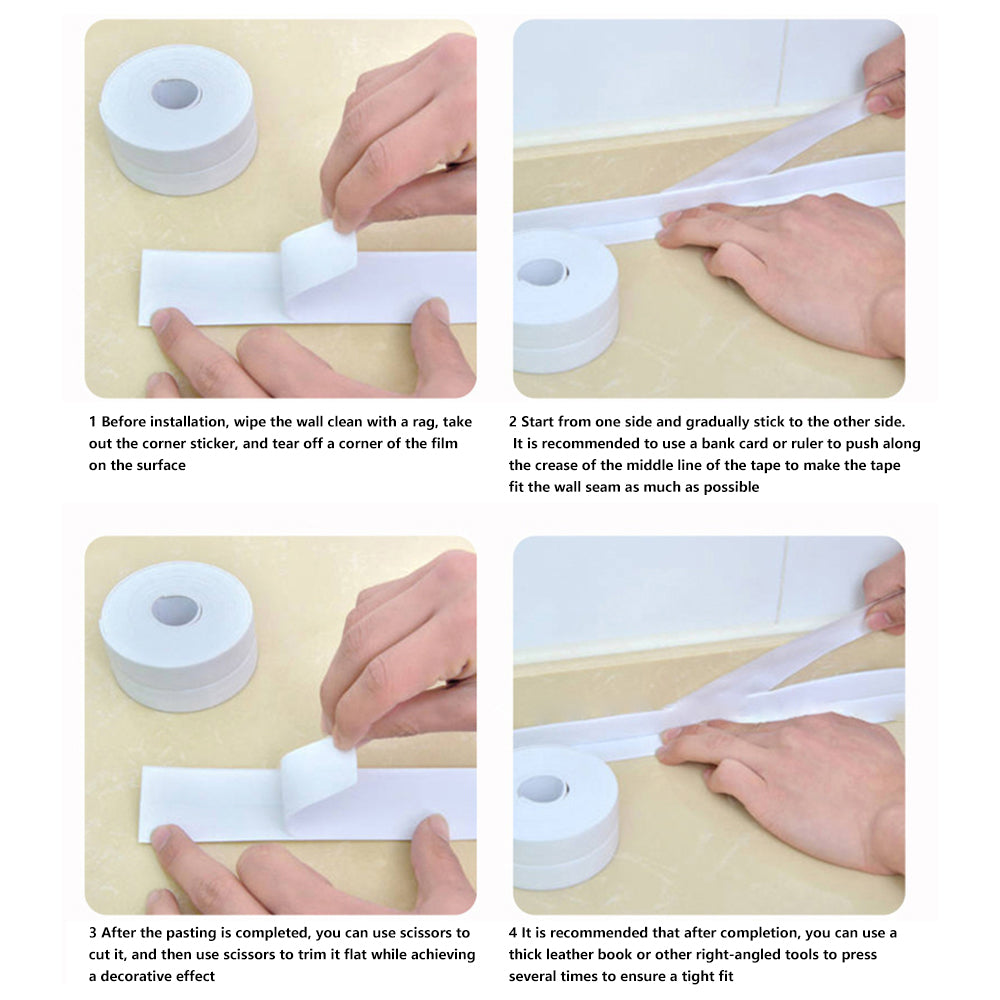 3.8CMx5M Caulk Tapes Waterproof Self Adhesive PVC Toilet Caulk Strips Sealing Tapes 3.8CMx5M Caulk Tapes Waterproof Self Adhesive PVC Toilet Caulk Strips Sealing Tapes
